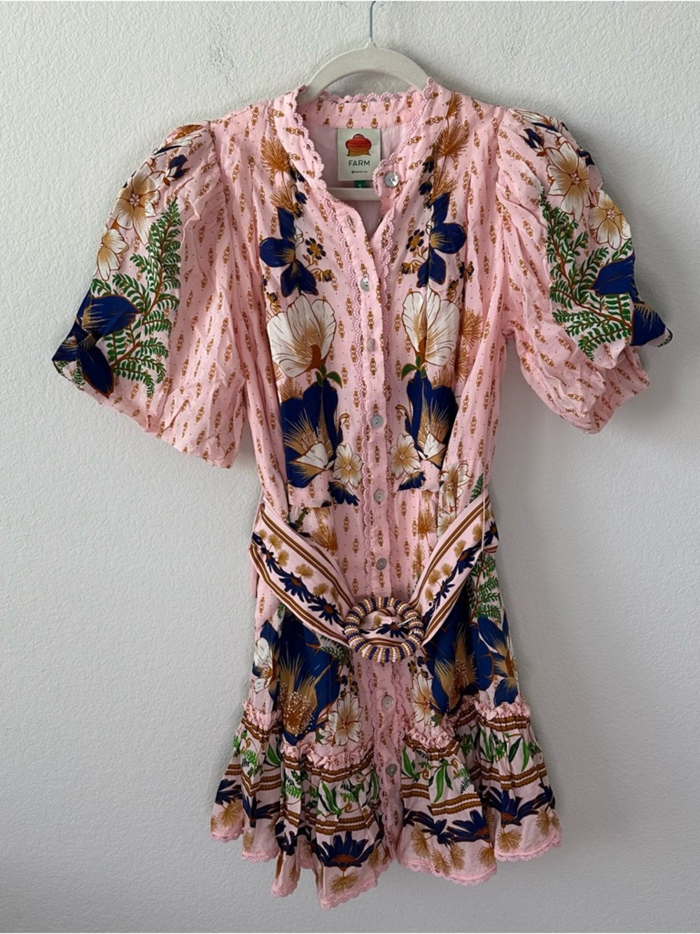 FARM RIO The Dream Garden Pink Floral Mini Dress SZ S - Picture 2 of 8